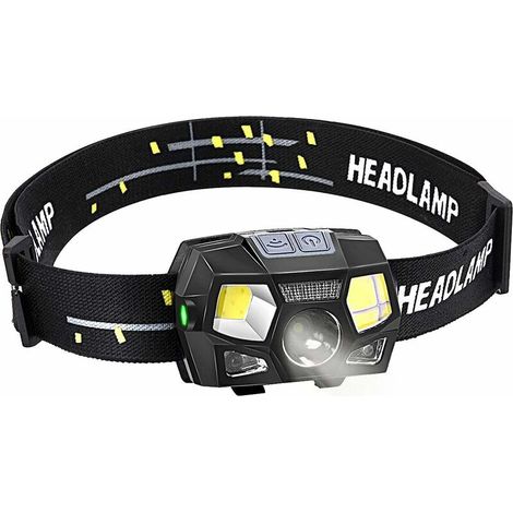 Lampade frontali, 300 lumen LED USB ricaricabile potente torcia frontale, 5 modalità di illuminazione, IPX4 impermeabile con sensore di movimento per corsa campeggio ciclismo illuminazione esterna