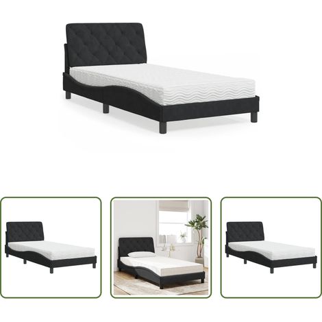 Matratze -  Bett mit Matratze Schwarz 100x200 cm Samt (1/5)