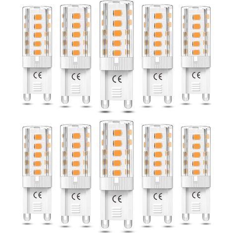 Ecleanfy - Lot de 10 ampoules LED G9 dimmables 5 W blanc chaud 3000 K, équivalent halogène 5 W, AC110/220 V [Classe énergétique F]-FD8- (1/4)