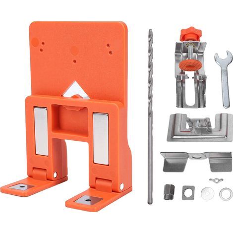 Kit de gabarit de montage de porte d'armoire avec plaque de positionnement magnétique, base de support pliable et réglable, outil d'installation de matériel en acier inoxydable (1/5)