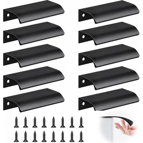 Poignées encastrées 10 x 80 mm pour meubles et tiroirs, poignées de porte dissimulées en aluum, poignées affleurantes pour placards, cuisine et salle de bain (1/5)