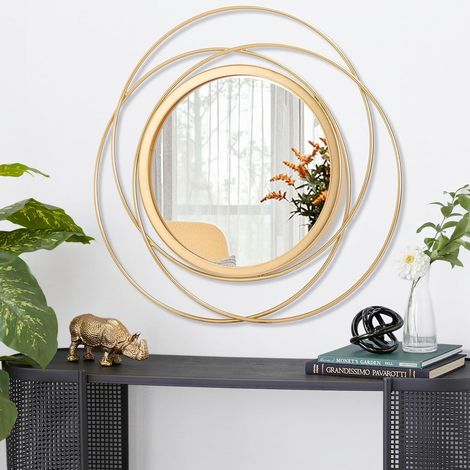 Miroir doré pour décoration murale, décoration de chambre, miroir en métal, décoration murale pour salon, miroir décoratif moderne, cadeaux pour femmes et mères (1/5)