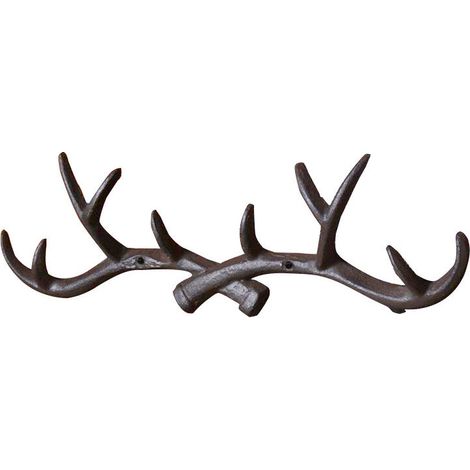 Ahlsen Rustikaler Wandgarderobenständer aus Geweih aus Gusseisen – Badezimmer-Garderoben- und Handtuchhalter – Schmuckdisplay – Rustikaler Kabinenhaken (Rostbraun), (1/5)