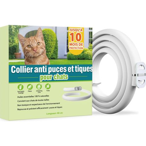 Collier antiparasitaire pour chat protection longue durée contre puces et tiques 48cm (1/5)
