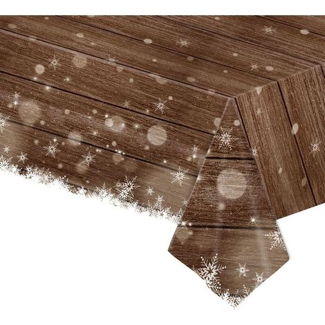 Noël Nappe Plastique Rectangulaire Anti Tache,137274cm Grain de Bois Nappe de Table Brun Rectangulaire Imperméables Lavable Extensible,pour Décoration Table,Anniversaire,Fournitures Noël Fête (1/5)
