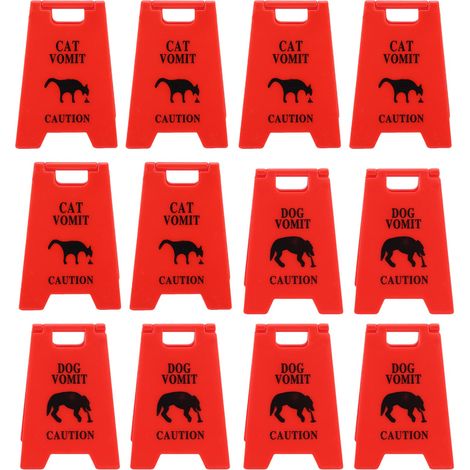 Panneau d'avertissement de vomissement de chat en plastique, Design innovant, avertissement de vomissements de chiens évidents pour intérieur rouge (1/5)