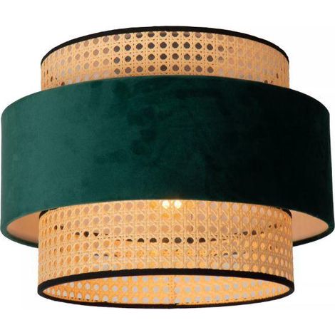 Plafonnier scandinave vert/beige rotin Javor E27 Lucide (1/2)