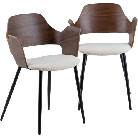 Chaise en bois foncé et tissu écru Florence (lot de 2) (1/5)