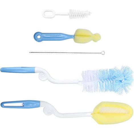 Lot de 5 goupillons pour biberons avec long manche et éponge , brosse nettoyage en matériau composit (1/5)