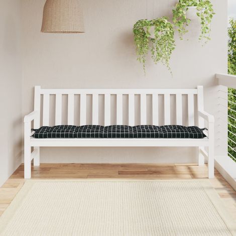 Coussin,Coussin de siège confortable de banc de jardin carreaux noir 180x50x7cm tissu oxford -FV37139 (1/5)