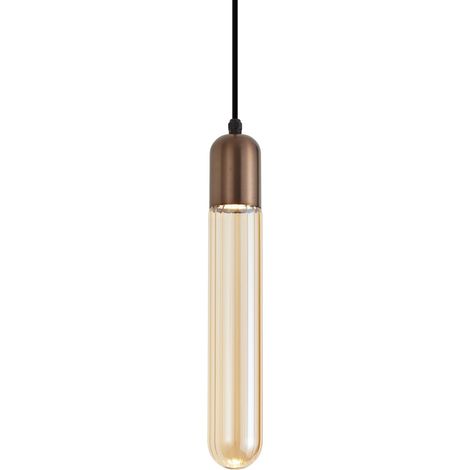 QAZQA Art Deco Pendant Lamp Dark Bronze with Ribbed Glass IP44 - (1/5)
