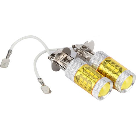 Paar H3 12-24V 80W 16SMD LED gelbe Nebelscheinwerferlampen für Autoscheinwerfer