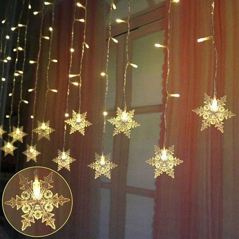 1 rideau lumineux LED, 4 m, 8 modes d'éclairage, lumière chaude, IP44, décoration intérieure/extérieure Noël et fêtes