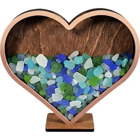 Portable Coastal Decor Shadow Box, Heart-Shaped Wooden Ornament Box, Wooden Craft - 2018cm