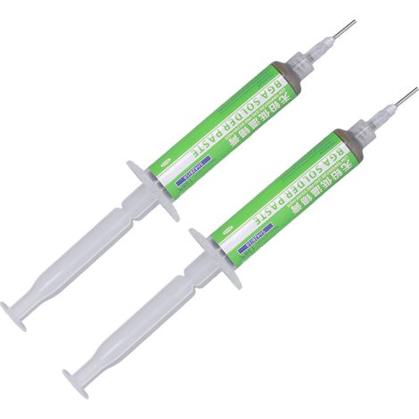 Lot de 2 tubes de pâte à souder eutectique à haute adhérence et bas point de fusion, conditionnés en seringue, pour basses températures. (1/5)