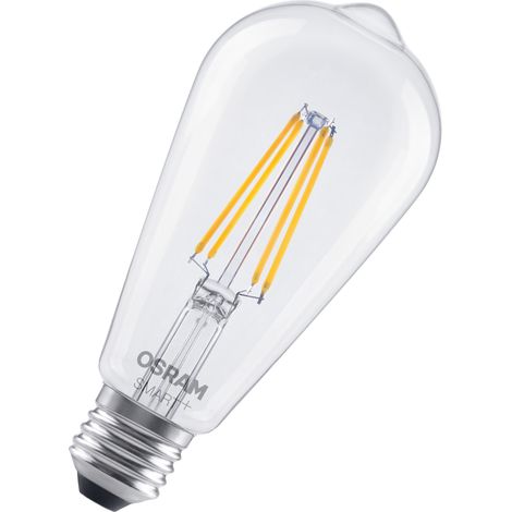 OSRAM Lampe LED  SMART+ Edison, forme d'ampoule E27, optique à filament, blanc chaud 2700 K, dimmable, contrôle par application, compatible avec Alexa et Google