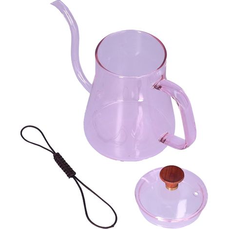 Bouilloire à long bec verseur, grande capacité, résistante à la chaleur, facile à nettoyer, cafetière à longue ouverture, rose (1/5)