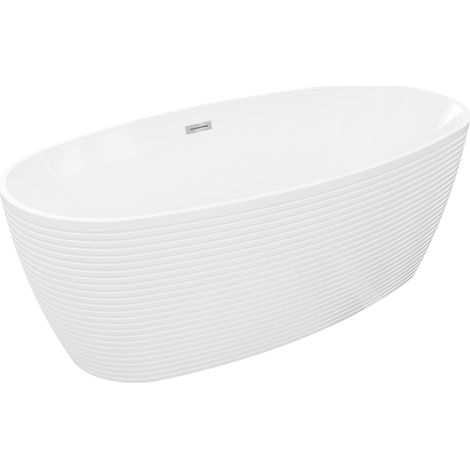 Mexen Lira freistehende Badewanne Muster 170 x 80 cm, weiß, Überlauf Chrom - 52831708000-01