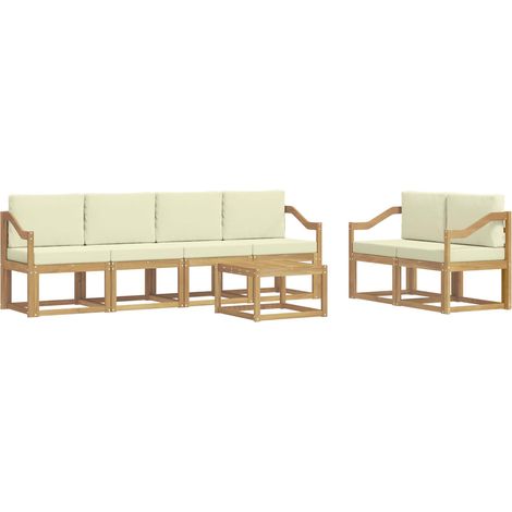 Set di divani da esterno con cuscino 7 pcs Bianco e Crema vidaXL
