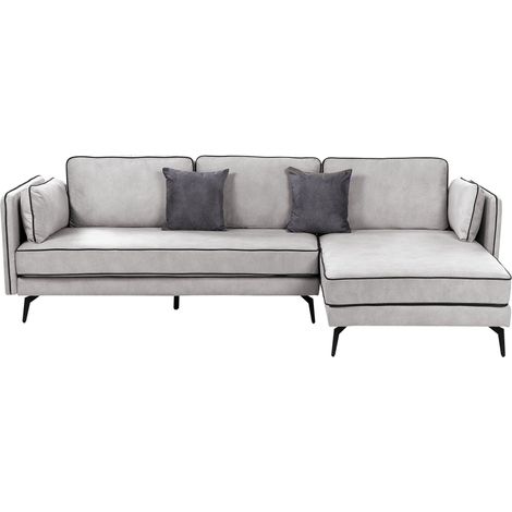 Corner Sofa 3 Seater ALTAN Velvet Light Grey Left Hand (1/5)