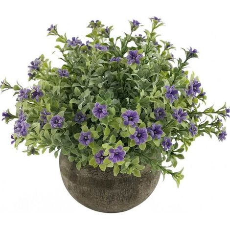 Plante artificielle Plante de simulation en pot Parfaite pour la Décoration Intérieur Maison et Bureau Fleur double, violette (1/5)