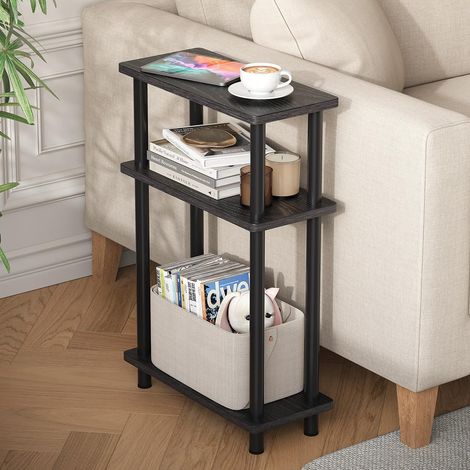 Table D'appoint, 3 Niveaux Table Basse étroite de Salon, Convient pour Salon, Chambre, Balcon, Noir (1/5)