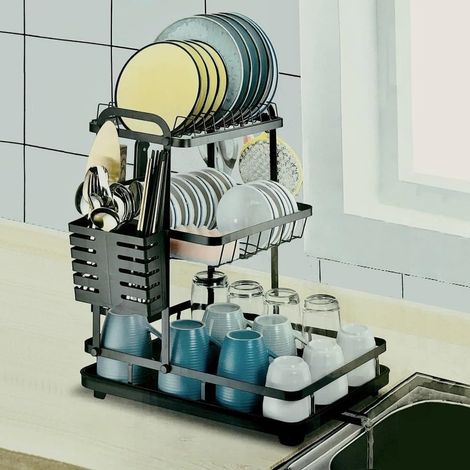 TRADE SHOP - Scolapiatti A 3 Livelli Organizer Da Cucina Supporti Per Piano Lavoro Sistema Di Drenaggio - (1/5)