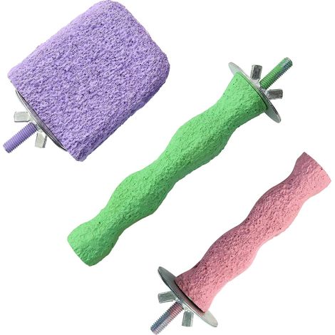 3 Pcs Bird Perches,Colorful Rough Birdcage Parrot Scrub Stand Bar Paw Scrub Perch Platform Grinding Stick Stand Bird Cage Accessories for Birds Parrot Budgies Parakeet Cockatiels Conure Lovebird (1/5)