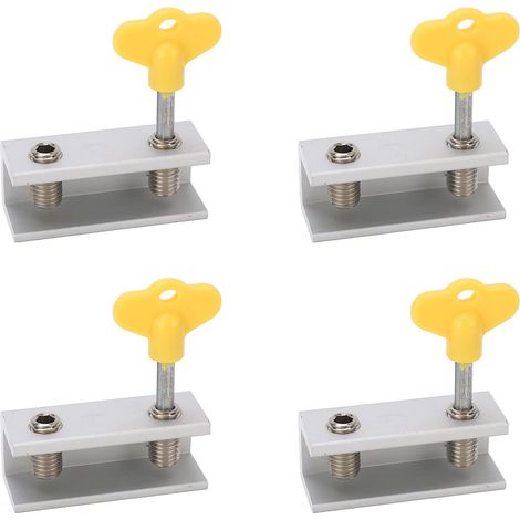 Lot de 4 verrous de fenêtre en alliage d'aluminium, butée de sécurité réglable avec clé pour fenêtre coulissante horizontale verticale (1/5)
