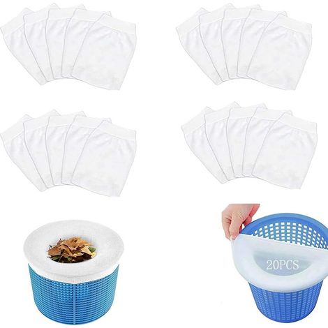 Calcetines para skimmer de piscina, 20 unidades, para atrapar hojas y mantener la piscina limpia (1/5)