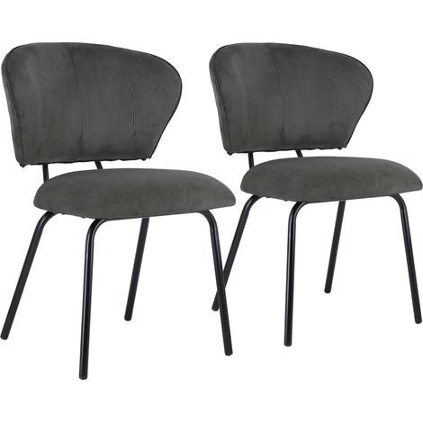 Set di 2 sedie NILSA in velluto a coste grigio scuro (1/5)