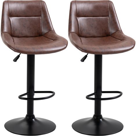 Lot de 2 tabourets de bar réglables avec dossier pivotants similicuir marron MODENUIT (1/5)