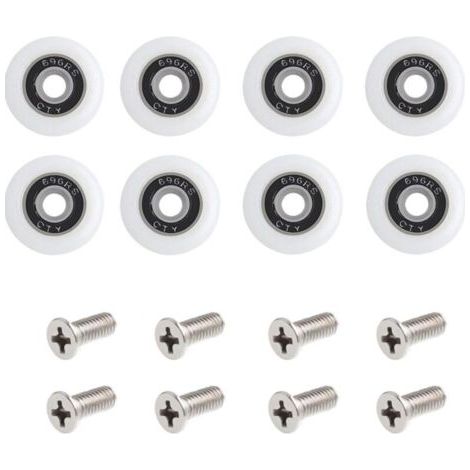 Lot de 8 roulettes pour porte de douche Avec Des Vis, 23 mm de diamètre roulettes de rechange pour porte de douche coulissante Pour cabine de douche (1/3)