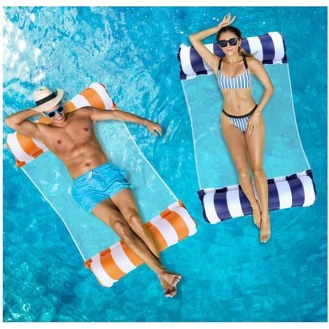 Matelas Piscine Gonflable - Piscine Adulte 2 pcs - Confortable et Durable - Blanc-Ywey (1/5)