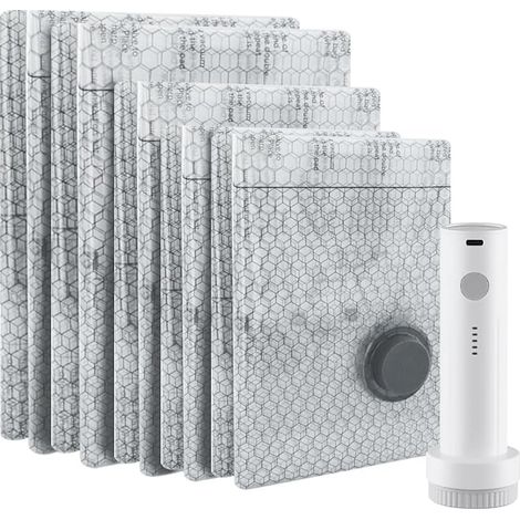 Lot de 15 sacs de mise sous vide, gain de place grâce à leur pompe à air électrique, idéaux pour les voyages, le rangement à domicile, les vêtements, le linge de lit et les déménagements.-AquaForge (1/5)