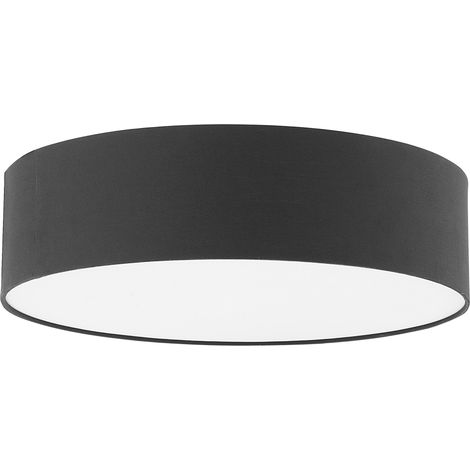 Lámpara de techo negra poli algodón pantalla de tambor de tela ø 45 cm boho moderno Rena