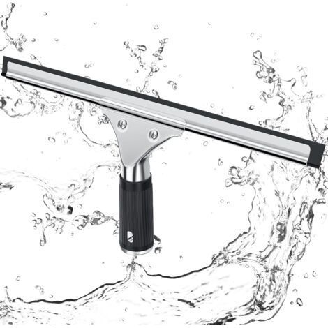 Raclette à vitre Professionnelle, Raclette Vitre en Acier Inoxydable avec Lame de 30 cm, pour Nettoyer et Sécher Le Verre, Le Carrelage, Les Fenêtres, pour éliminer Toute Trace D’Eau (Noir) (1/5)