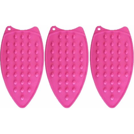 3PCS-Tapis de repassage, tapis de repassage en silicone, tapis de repassage à picots en relief pour éviter les brûlures (rouge rose)