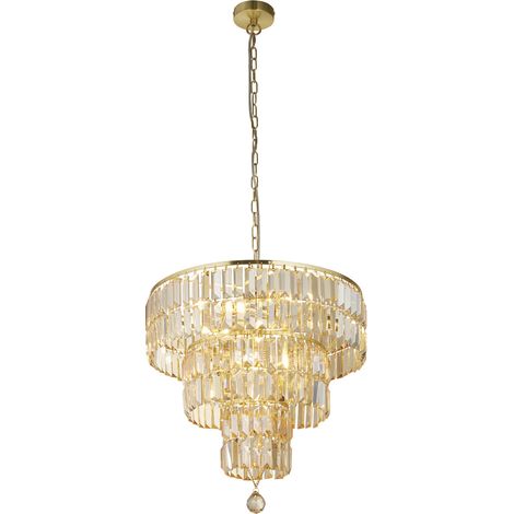 Lampadario Classico Impero Acciaio Ottone Vetro 5 Luci E14 (1/5)