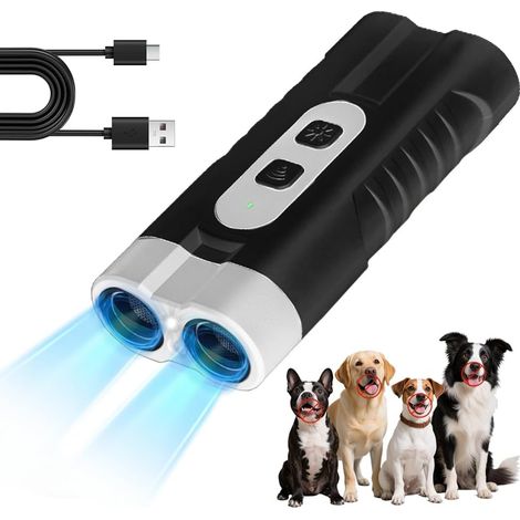 Appareil Anti Bell pour chiens, Répulsif ultrasonique pour chiens, Appareil ultrasonique Antibell rechargeable, Appareil ultrasonique Antibell avec lampe de poche LED à 3 fréquences réglables, Bellsto (1/5)