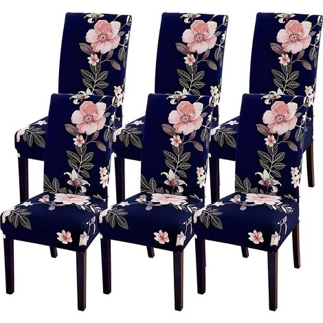 6 Pices , Housse De Chaise Extensible , Moderne Housse De Chaise Salle Manger,amovible Lavable Couverture Protection De Chaise Pour Salle Manger (1/5)