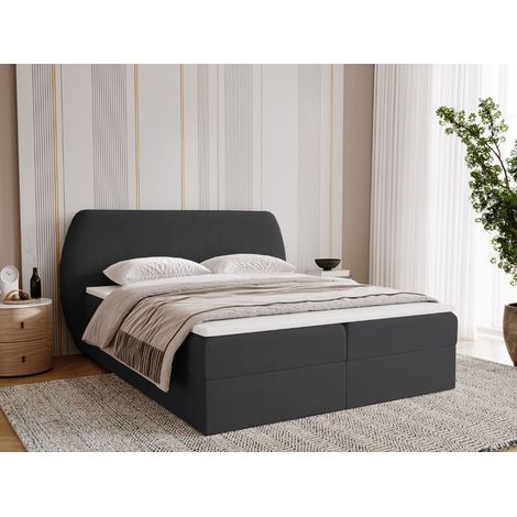 Lit continental Bogota avec rangement 160 x 200 double, velours, noir (1/5)