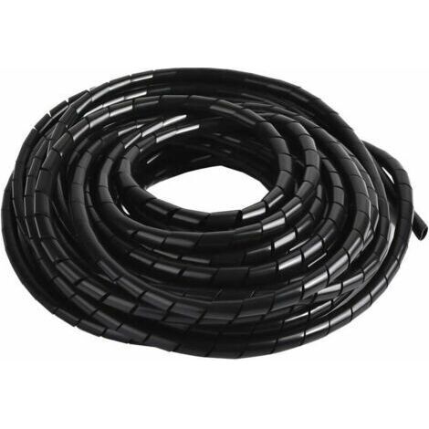 Cache Cable Spirale, 12m Gaine Cable Electrique Flexible Universel, Tube de Rangement pour Ranger ou Cacher les Câbles, Bricolage Protecteur de Câble pour Bureau à Domicile TV PC, Dia: 8mm, Noir (1/5)