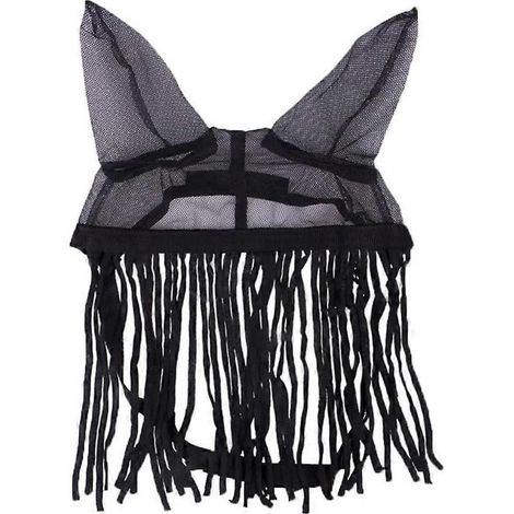 Masque anti-mouches respirant pour chevaux avec pompons, bonnet ajustable pour l'équitation, le ranch et l'écurie, confortable (L) (1/5)