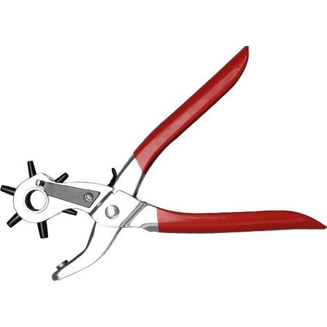 Professionelle 6-Loch-Rotationsstanze für Leder (2–4,5 mm) – Ideal für Gürtel, Uhrenarmbänder, Hundehalsbänder, Karton und Bastelarbeiten. Rot. – AquaForge