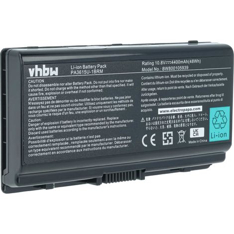 vhbw Akku kompatibel mit Toshiba Satellite L45-S7xxx, L45-SP2066, L45-S7424 Notebook (4400 mAh, 10,8 V, Li-Ion) (1/5)