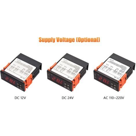 Régulateur de température numérique STC-1000 Régulateur intelligent DC 24 V Thermostat de réfrigérateur Prise en charge du chauffage/refroidissement/Correction de la température/Démarrage retar