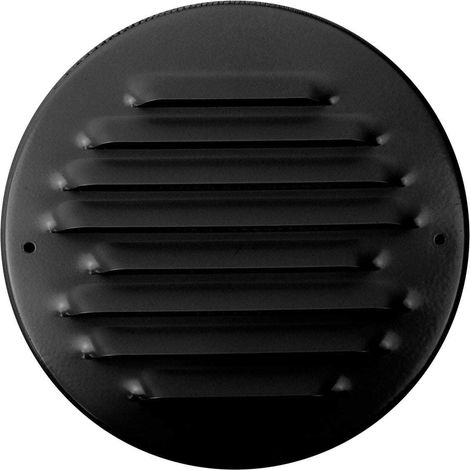 Grille ronde de ventilation en aluminium - Noire 160 mm