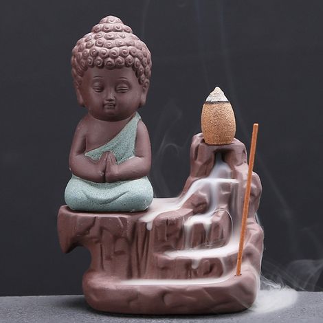 Brûleurs d'encens à reflux, jolis brûleurs en céramique, ornement décoratif pour la maison, la chambre, le salon de thé ou le bureau, vert (1/5)