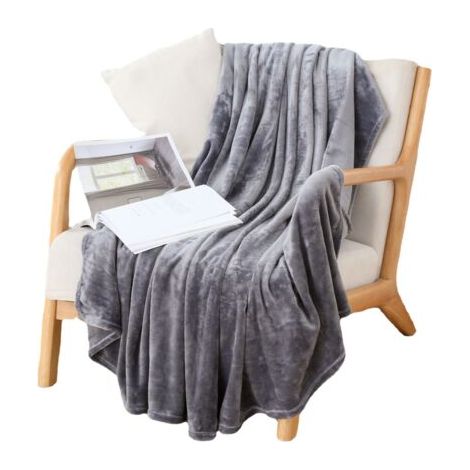 Couverture pour canapé ou lit, taille de couverture, peluche douce et duveteuse, super confortable et confortable pour toutes les saisons (gris foncé, 150 x 200 cm) (1/4)
